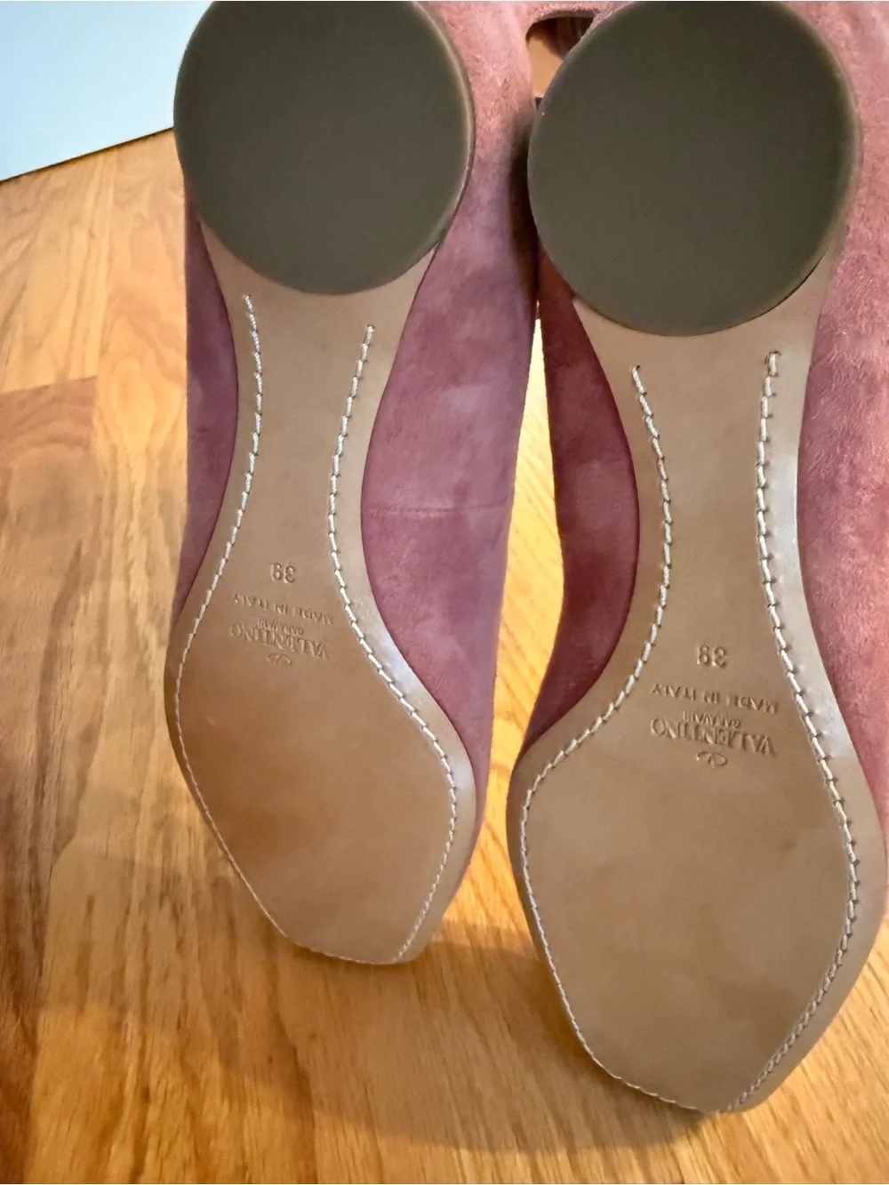 Valentino Pink Suede Ankle-Tie Pumps